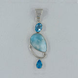 Larimar & Blue Topaz Silver Pendant