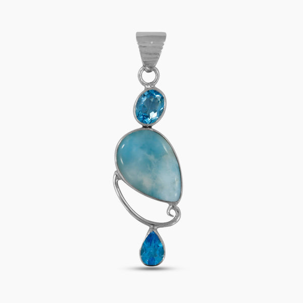 Larimar & Blue Topaz Silver Pendants