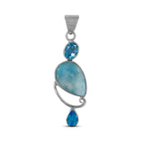 Larimar & Blue Topaz Silver Pendant