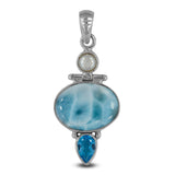 Larimar 925 Sterling Silver Pendant