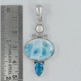 Larimar 925 Sterling Silver Pendant