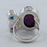 Purple Copper Turquoise Silver Ring