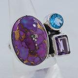 Purple Copper Turquoise Silver Ring