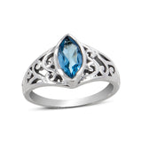 Natural Blue Topaz Silver Ring