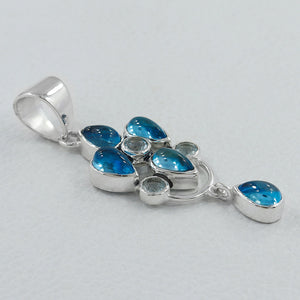 925 Sterling Silver Blue Topaz Pendants