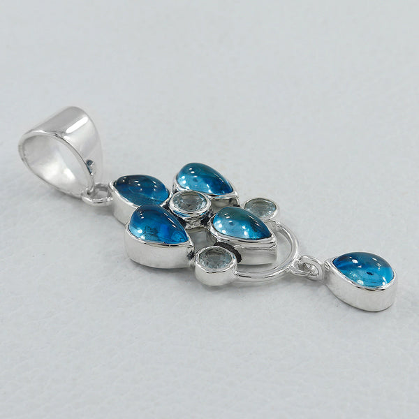 925 Sterling Silver Blue Topaz Pendants