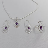 925 Sterling Silver Pendant Set Made with Amethyst Gemstone