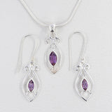 925 Sterling Silver Pendant Set Made with Amethyst Gemstone