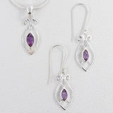 925 Sterling Silver Pendant Set Made with Amethyst Gemstone