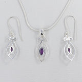 925 Sterling Silver Pendant Set Made with Amethyst Gemstone