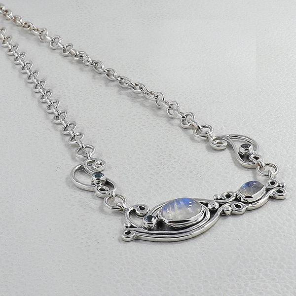 Rainbow Moonstone Necklace Jewelry