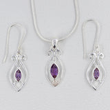 925 Sterling Silver Pendant Set Made with Amethyst Gemstone