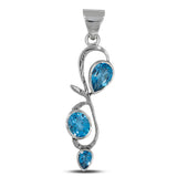 925 Sterling Silver Blue Topaz Pendant