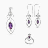 925 Sterling Silver Pendant Set Made with Amethyst Gemstone