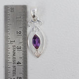 925 Sterling Silver Pendant Set Made with Amethyst Gemstone