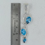 925 Sterling Silver Blue Topaz Pendant