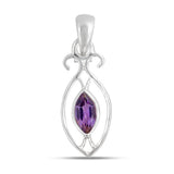 925 Sterling Silver Pendant Set Made with Amethyst Gemstone