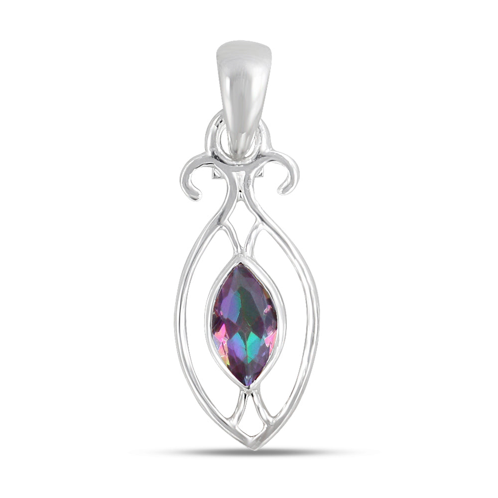 Mystic Quartz Gemstone Silver Pendant