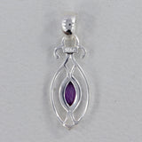 925 Sterling Silver Pendant Set Made with Amethyst Gemstone