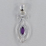 925 Sterling Silver Pendant Set Made with Amethyst Gemstone