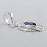 925 Sterling Silver Pendant Set Made with Amethyst Gemstone