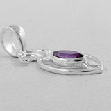 925 Sterling Silver Pendant Set Made with Amethyst Gemstone