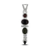 Multi Tourmaline Cabochon Silver Pendant