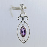 925 Sterling Silver Pendant Set Made with Amethyst Gemstone