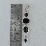 Multi Tourmaline Cabochon Silver Pendant