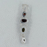 Multi Tourmaline Cabochon Silver Pendant