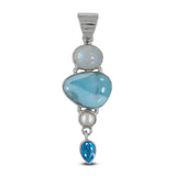 Natural Larimar 925 Silver Pendant