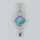 Natural Larimar 925 Silver Pendant