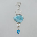 Natural Larimar 925 Silver Pendant