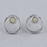 Moonstone Studs Silver Earring