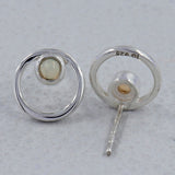 Moonstone Studs Silver Earring