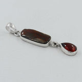 Ammolite & Hessonite Silver Pendant