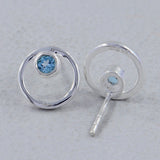 Moonstone Studs Silver Earring