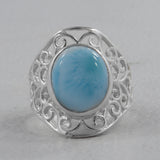 Natural Larimar Gemstone Sterling Silver Ring