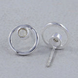 Moonstone Studs Silver Earring