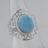 Natural Larimar Gemstone Sterling Silver Ring