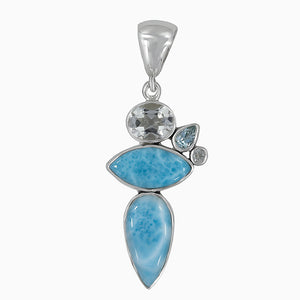 Larimar With Multistone Silver Pendant