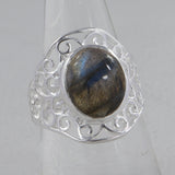 Natural Larimar Gemstone Sterling Silver Ring