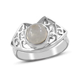 Rainbow Moonstone Silver Ring