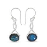 Rainbow Moonstone Silver Earrings