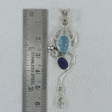 Blue Topaz & Iolite Silver Designer Pendant