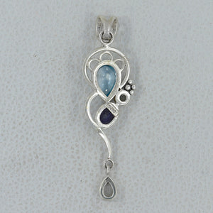 925 Sterling Silver Blue Topaz Pendants