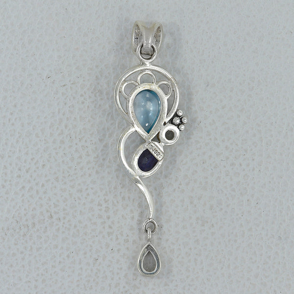 925 Sterling Silver Blue Topaz Pendants
