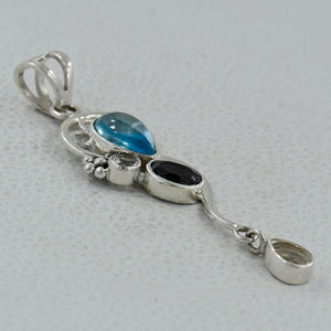 925 Sterling Silver Blue Topaz Pendants