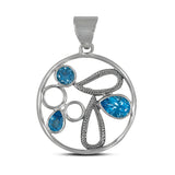 925 Silver Blue Topaz Pendant