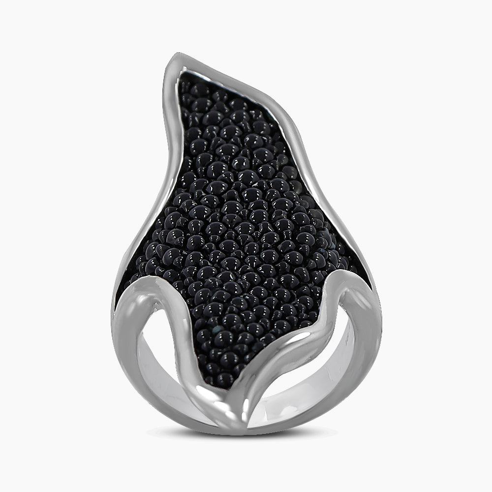 Rare Black Stingray Unisex Silver Rings